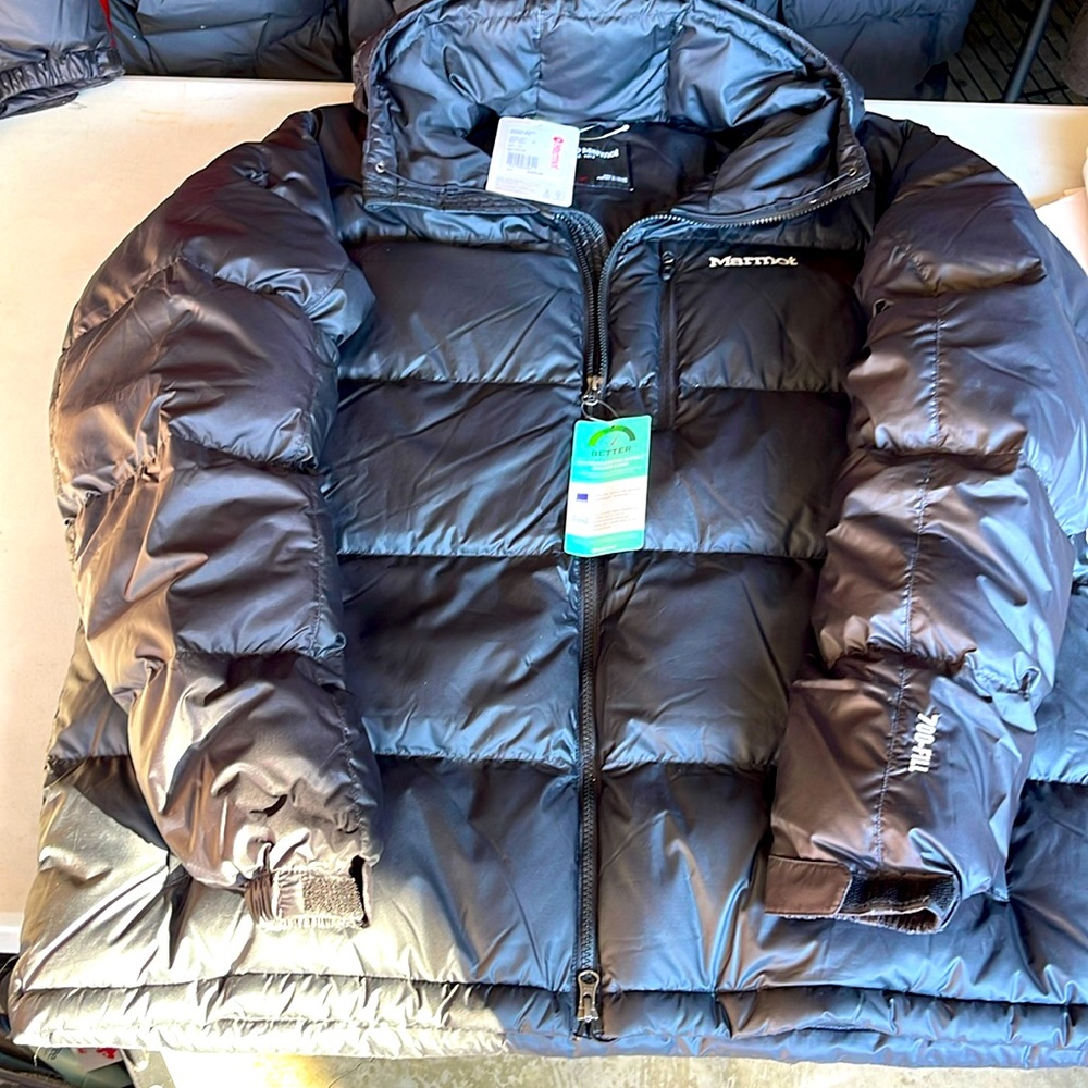 MARMOT GUIDES 700 DOWN HOODY BIG MENS 1x Ptp 27 hem 29.5 approx black new w tags
